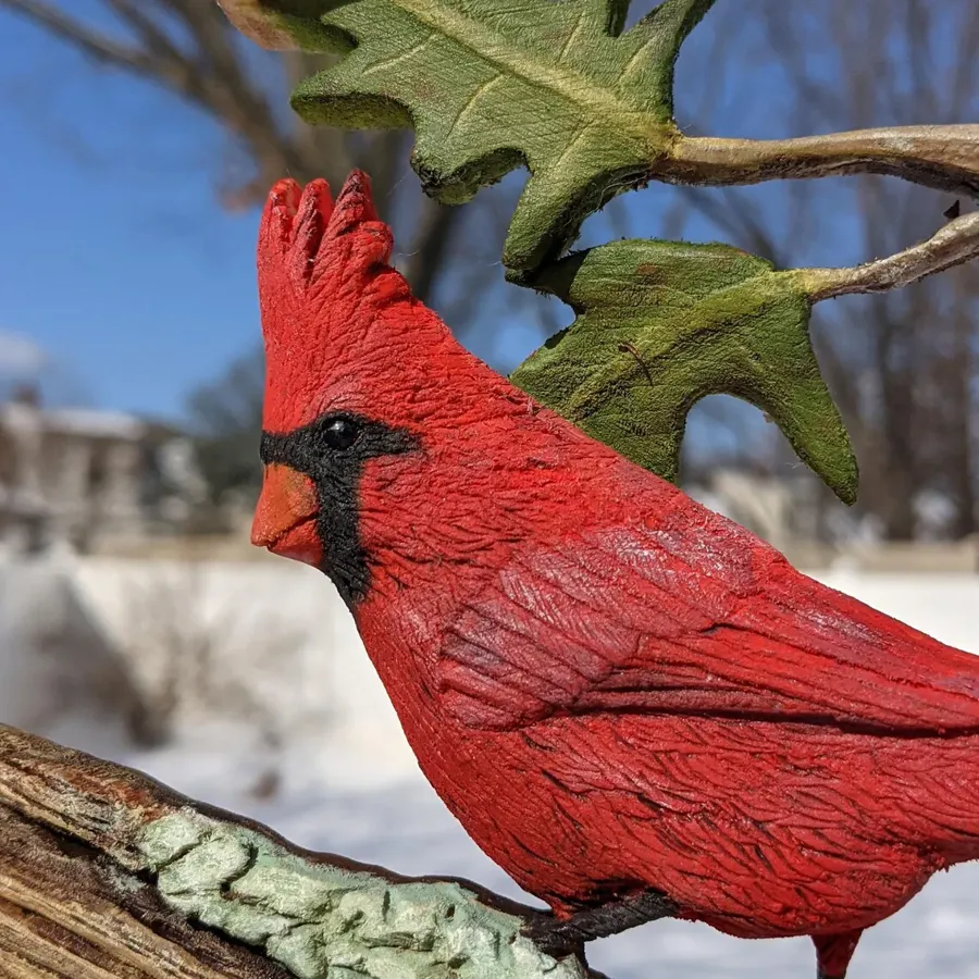 Handmade Carving Cardinal Art Statue