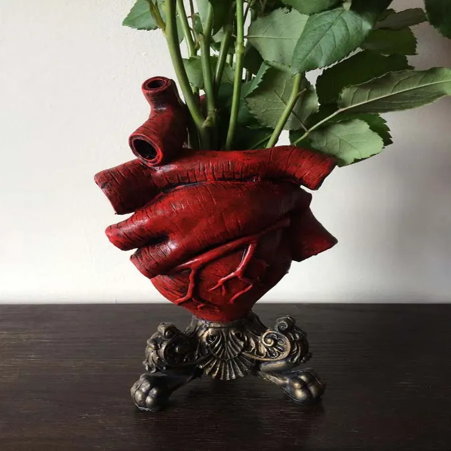 Realistic anatomical heart-shaped vase