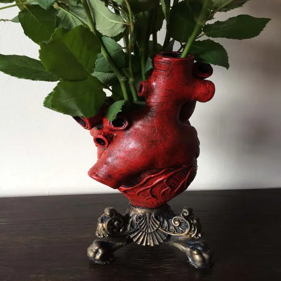 Realistic anatomical heart-shaped vase