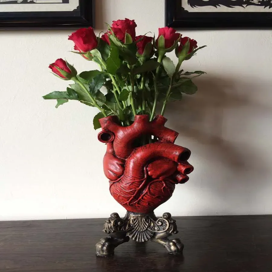 Realistic anatomical heart-shaped vase