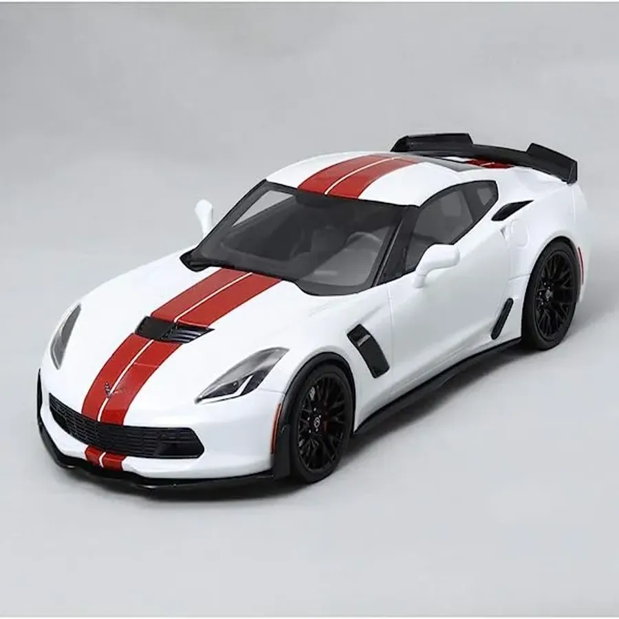 1:18 Corvette C7 Z06 R White Red Strip Limited Resin Car Model