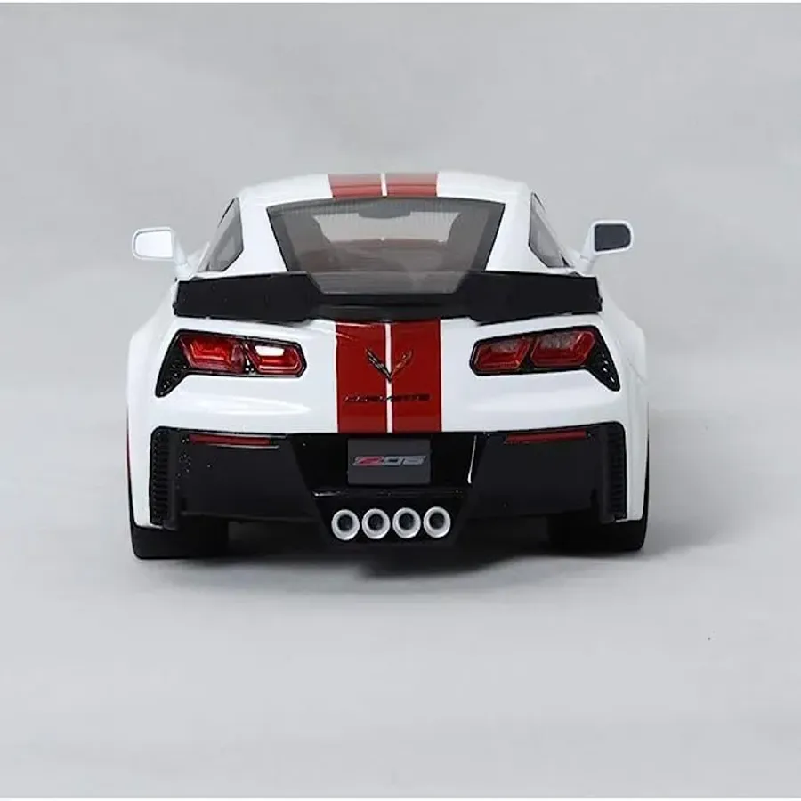 1:18 Corvette C7 Z06 R White Red Strip Limited Resin Car Model