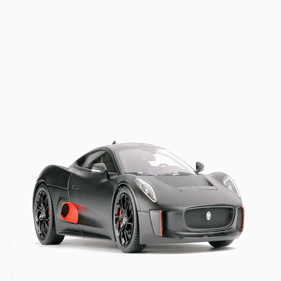 Jaguar C-X75 Satin Black with Gloss Black Stripes 1:18